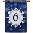 thumbnail image 1 of Welcome Winter Snowflake Monogram O Decorative House Flag Initial Letter Snow Deocr Banner for Inside and Outside 28x40 Inch Double Sided, 1 of 6