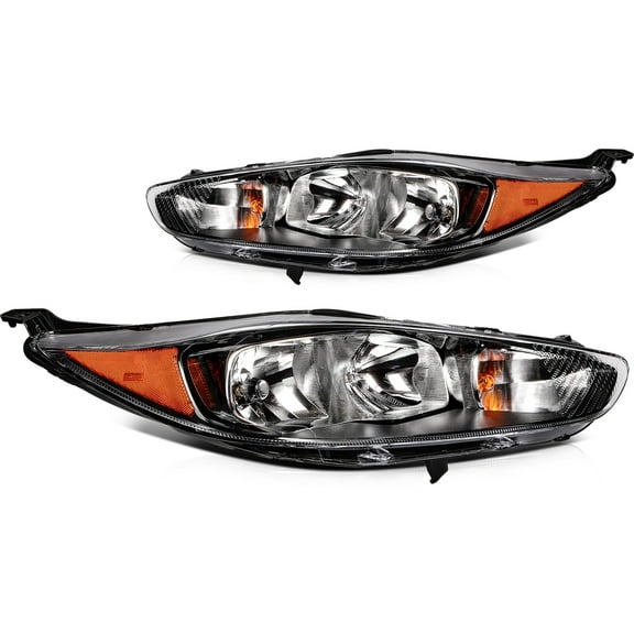 cciyu Headlight Assembly Replacement for 2014 2015 2016 2017 2018 For Ford Fiesta Onyx Black Black Housing Clear Lens Driver Side Headlamp D2BZ13008H