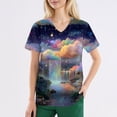 thumbnail image 3 of LHVUOA Scrub Tops Women Cute Kitty Dog Print Scrub Tops Plus Size Stretch Nursing Tops Soft Nurse Uniform Shirts with Pockets, 3 of 4