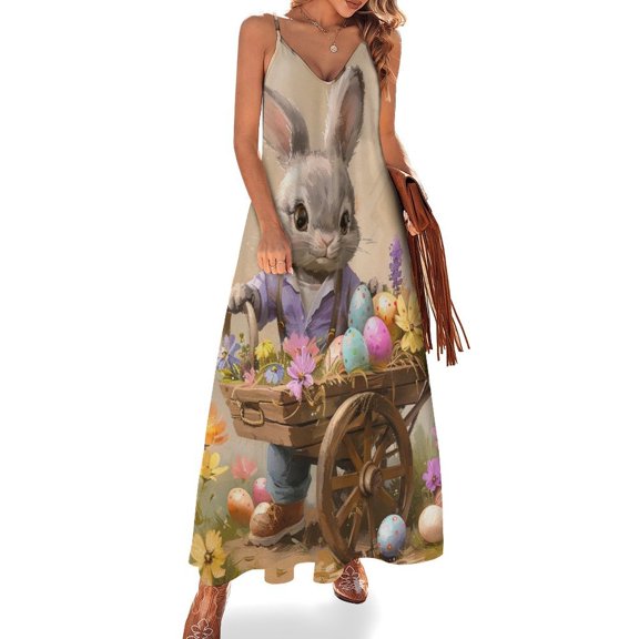 Easter Bunnies Rabbits Design Sleeveless Dress Woman Fashion Long Dresses Women's Summer Suit Dress 2025