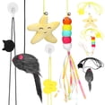 thumbnail image 1 of 6Pcs Hanging Door Cat Toys Caterpillar Mouse Bell Kitten Teaser Toys with Retractable Rope, 1 of 9