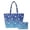 Blue Snowflake Print, variant on Pink Santa Print 2Pcs Quilted Tote Bag Set with Matching Cosmetic Pouch, Large Capacity Women Shoulder Handbag for Christmas Shopping Work Travel Holiday Gift