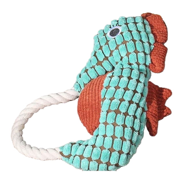 Pet Toy Seahorse Design Dog Boredom Buster Toy with Built-In Rattle Tug-of-War Teeth Cleaning Interactive Dog Toy