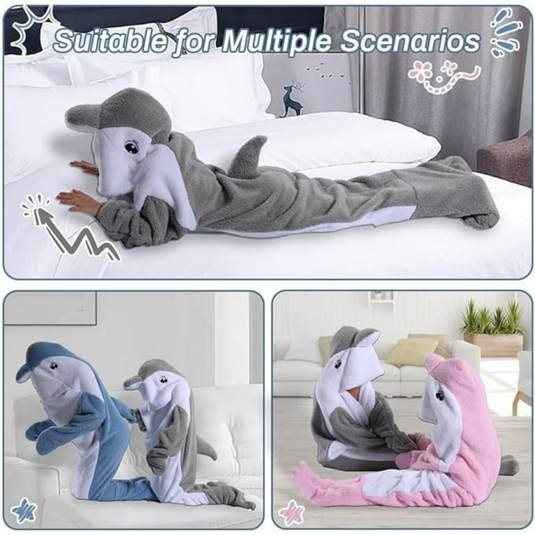 Dolphin Pajamas Hoodies Adult Wearable Onesie Costume Soft Cozy