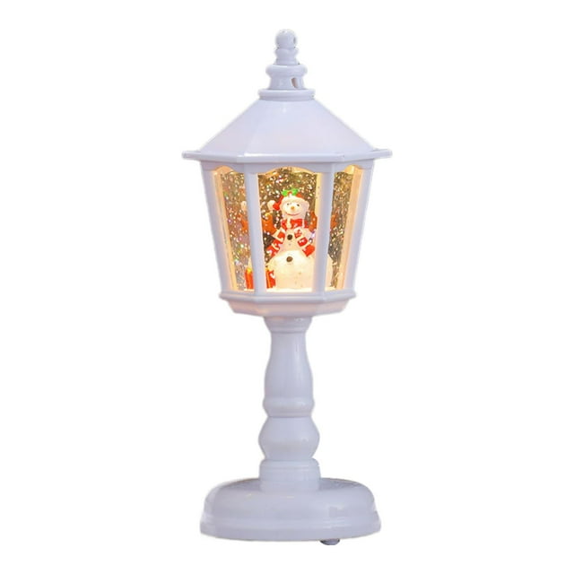 Figura decorativa de farol navideño para habitación, regalo, ambiente romántico, lámpara de noche Blanco