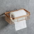 thumbnail image 6 of WRISTBIQUE 1Pc Golden Aluminum Suction Cup Tissue Box Holder with Dry and Clean Maintenance for Bathroom Storage, 6 of 7