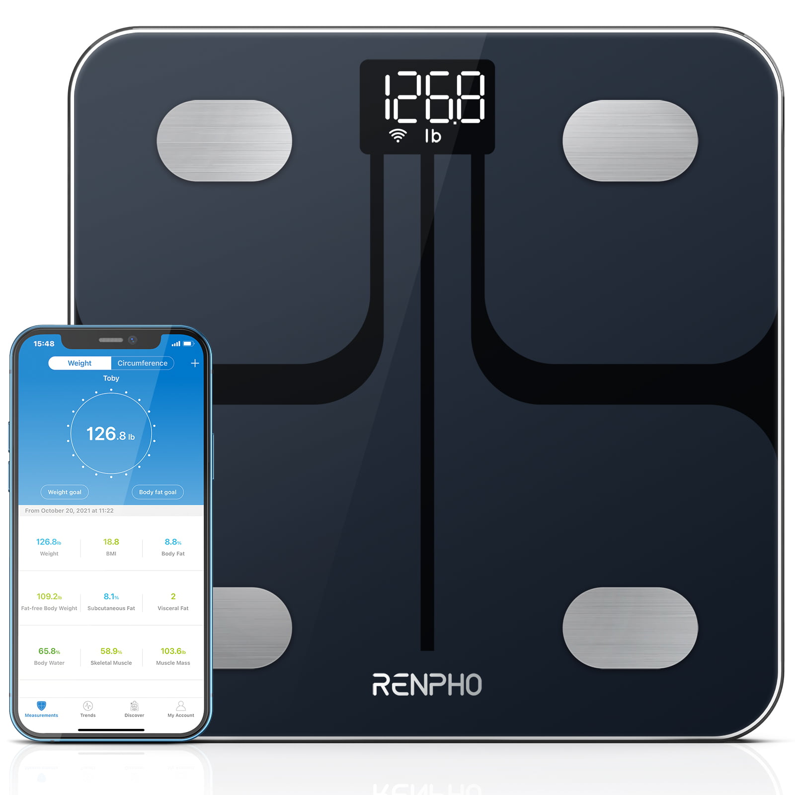 Bathroom Bluetooth Glass Scales BMI Body Fat Monitor Weighing IOS Android UK 