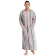 thumbnail image 3 of Mufeng Men's Thobe Muslim Loose Fit Stripe Robe Islamic Robe Multicolor Arabic Thobe with Pocket Grey XXL, 3 of 6