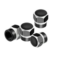 Motoforti Universal Color Tire Valve Cap Hexagon Shape Aluminum Alloy Black 4 Pcs