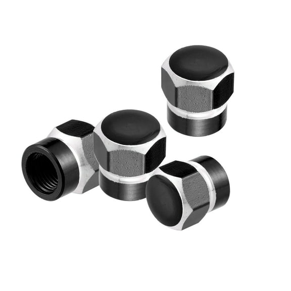Motoforti Universal Color Tire Valve Cap Hexagon Shape Aluminum Alloy Black 4 Pcs
