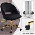thumbnail image 6 of Furniliving Modern Rolling Mid-Back Armless Office Chair Swivel Upholstered Task Chair Open Curved Dining Chairs for Living Room Bedroom, Black, 6 of 11