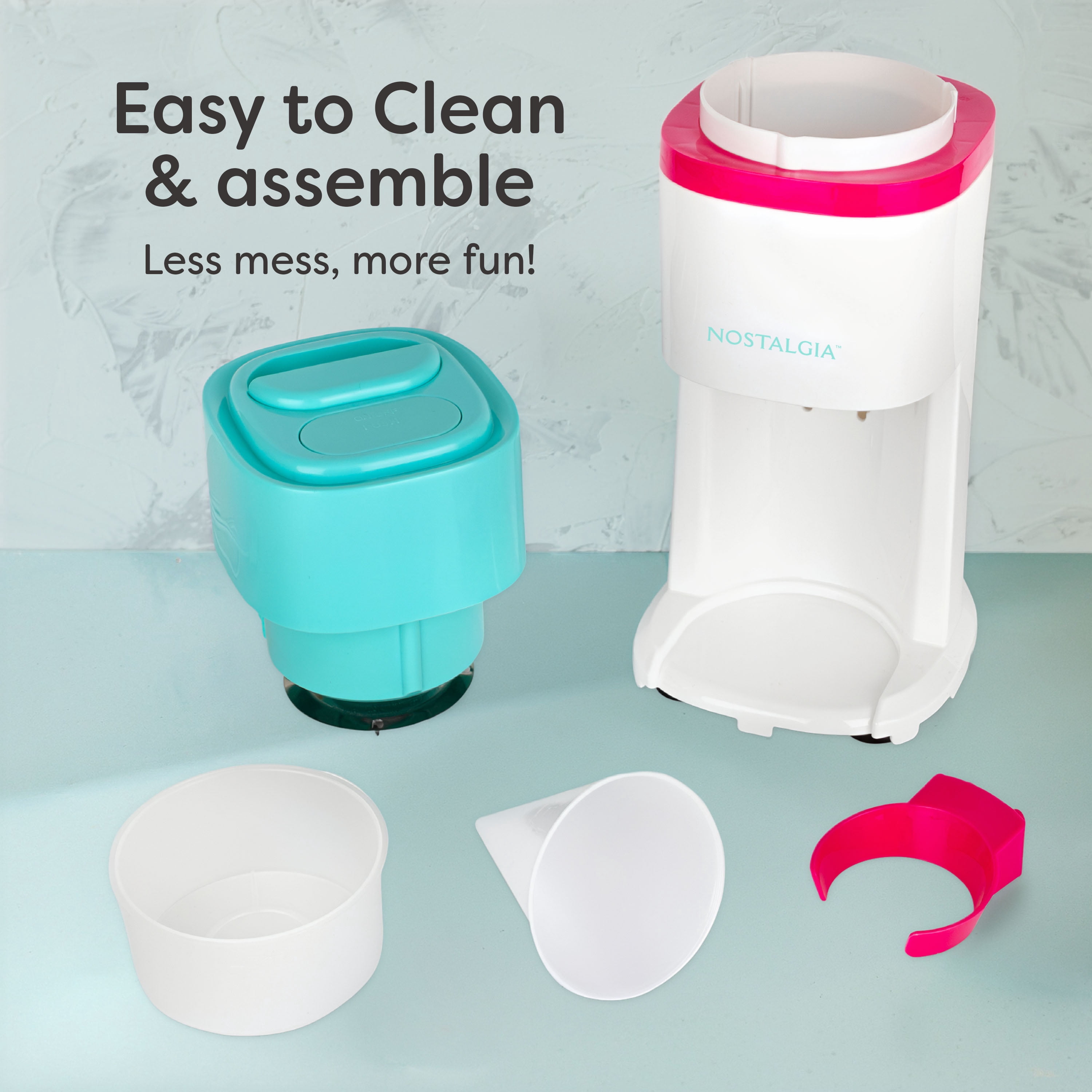 Nostalgia Electric 80 Watt Ice Shaver with Ice Mold & Reusable Cone, Teal & White