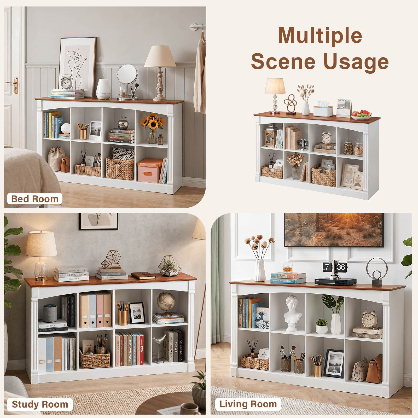 Leumius 8-Cube Storage Organizer,2-Tier Cube Bookcase Open Cubby Display Shelf Unit for Living Room, Bedroom, Office