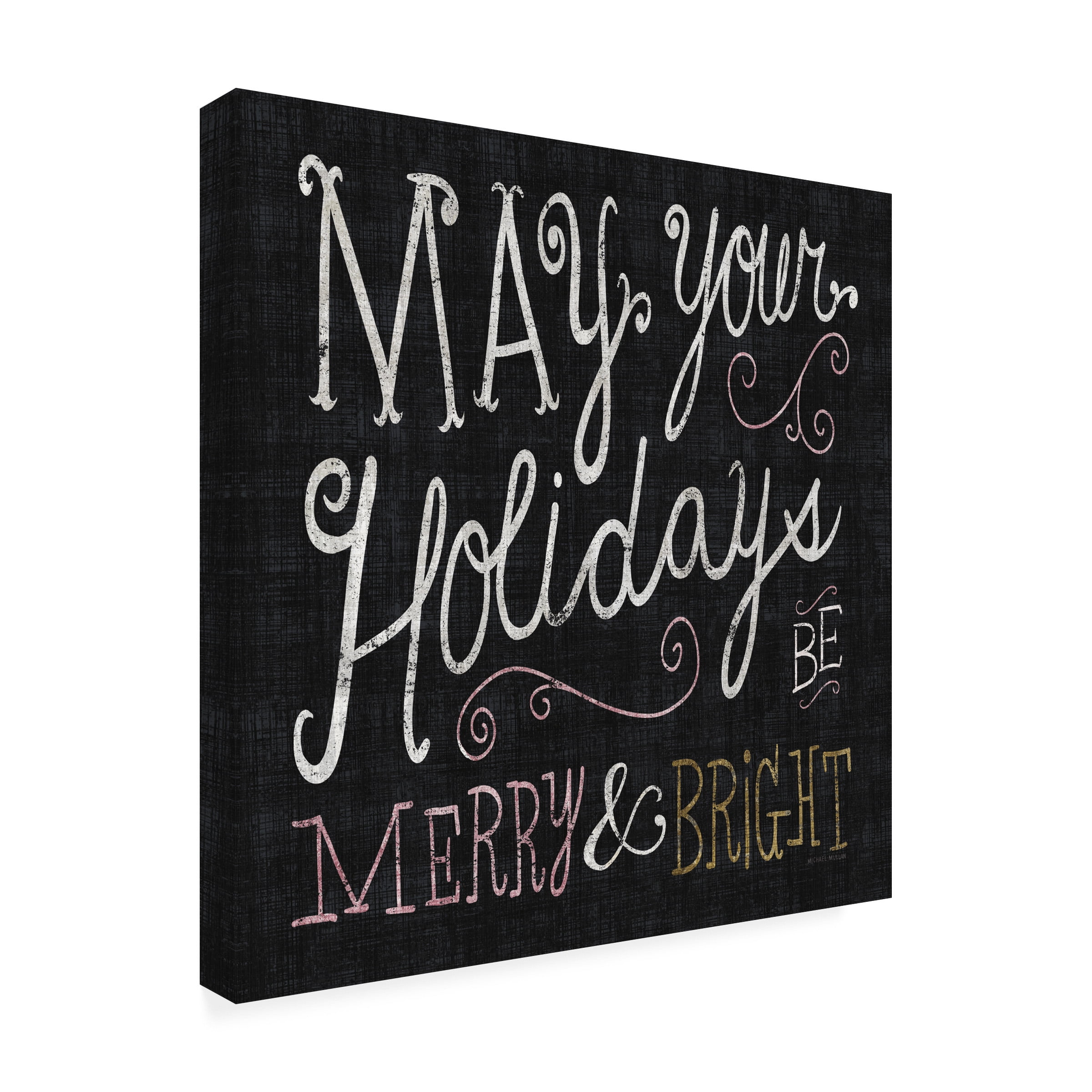 Michael Mullan 'Quirky Christmas Merry and Bright Metallic' Canvas Art