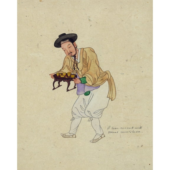Print: A Man Servant With Usual Meal Table, 1890