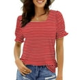 thumbnail image 2 of UVN Square Neck Tops for Women Summer Puff Short Sleeve Shirts Dressy Casual Tunic Blouses, 2 of 8