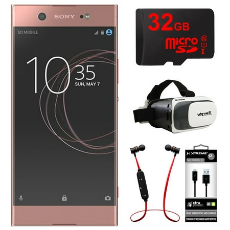 Usb Memory Bluetooth - Sony XA1 Ultra 32GB 6” Smartphone, Unlocked-Pink (1308-0905) w/ 32GB Bundle Includes, 32GB MicroSD Memory Card, Fusion Bluetooth Headphones, VR Vue II Virtual Reality Viewer & USB Micro to USB Cabl