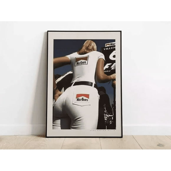 Vintage F1 Grid Girl Poster, Marlboro Poster, F1 Poster - 24x36 inches