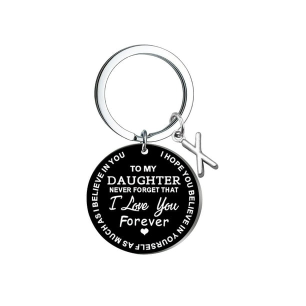 Llavero creativo DIY para mi hija, acero inoxidable negro, apellido, 26 letras, 2,5 cm Wmkox8yi sjalhkljlk3859