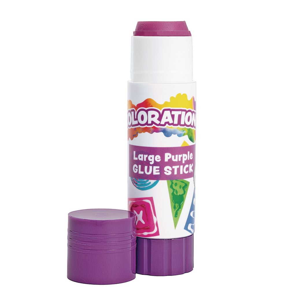 Colorations Best-Value Washable Purple Glue Sticks, Large (.88 oz.) - Set of 12 in a tray