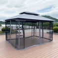 thumbnail image 3 of Unique Choice 13’ x 10’ Double Tiered Steel Gazebo, Removable Mesh for Insect Protection, 3 of 7