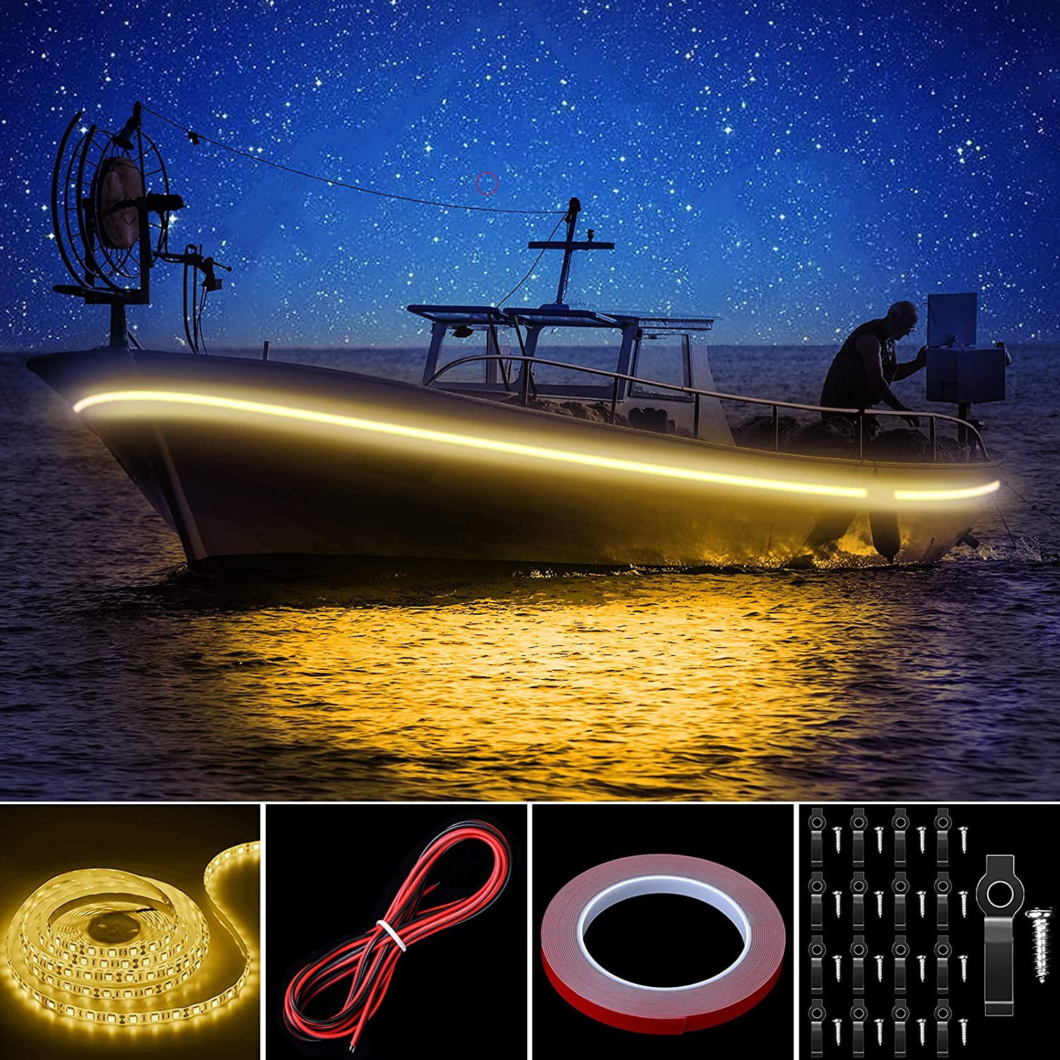 Pontoon LED Strip Lights, 16.4FT 12V Waterproof Marine Boat Interior