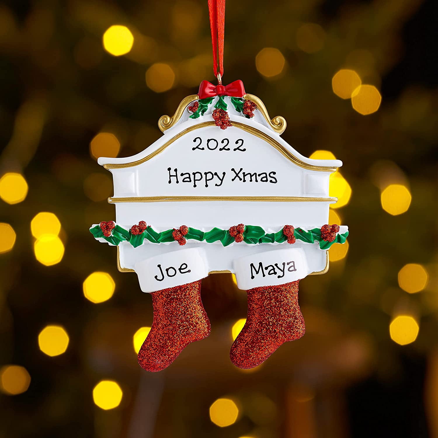Personalized Christmas Ornament 2021 Custom Photo Ceramic Hanging Christmas Tree Ornaments Print Present for Family