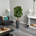 thumbnail image 2 of Nearly Natural 5.5ft. Fiddle Leaf Artificial Tree in Gray Cylinder Planter, Green, 2 of 3