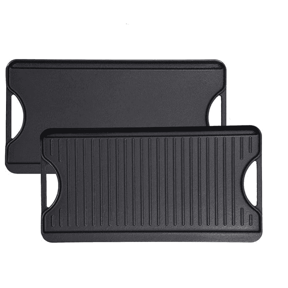 Cast Iron Reversible Griddle with Handles, 20 Inch x 10.5 Inch Big Grill Pan for Stovetop