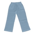 thumbnail image 6 of Aihuaihua Cotton Linen Pants Women Elastic High Waisted Straight Leg Lounge Pants Casual Slacks Summer Trousers with Pockets Blue XXL, 6 of 6