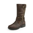 thumbnail image 6 of BURUDANI Girls Kids Winter Fashion Knee High Winter Boots Buckle Zipper Riding Boot Mid Boot Atlanta-K Brown Size 13, 6 of 9