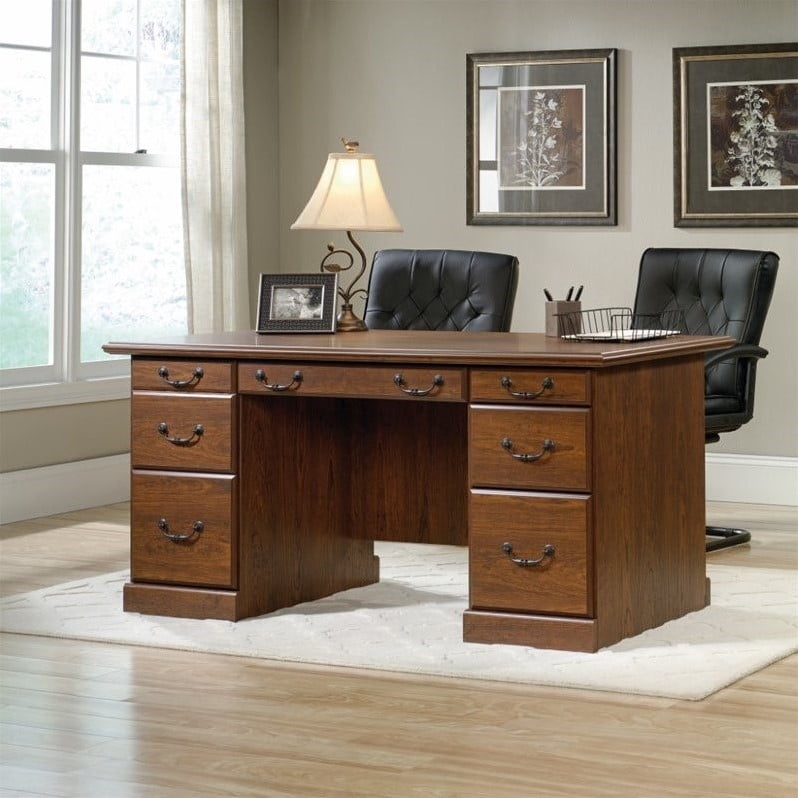 Sauder Orchard Hills Executive Desk in Milled Cherry - Walmart.com ...
