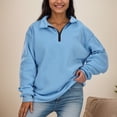 thumbnail image 2 of lnmuld Cute Hoodies Womens Oversized Half Zip Pullover Long Sleeve Sweatshirt Quarter Zip Hoodie Sweater Girls Fall Blouse Clothes Size:3XL, 2 of 4