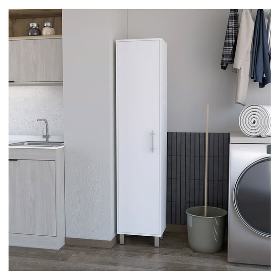 Storage Cabinet Buccan, Laundry, White Finish