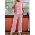 thumbnail image 3 of Osfvolr Short-Sleeved Knitted Trousers Suit Pink XS, 3 of 5