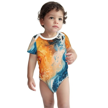 

Kdxio Red And Blue Waves Pattern Unisex Baby Cotton Short Sleeve Bodysuits-12 Months