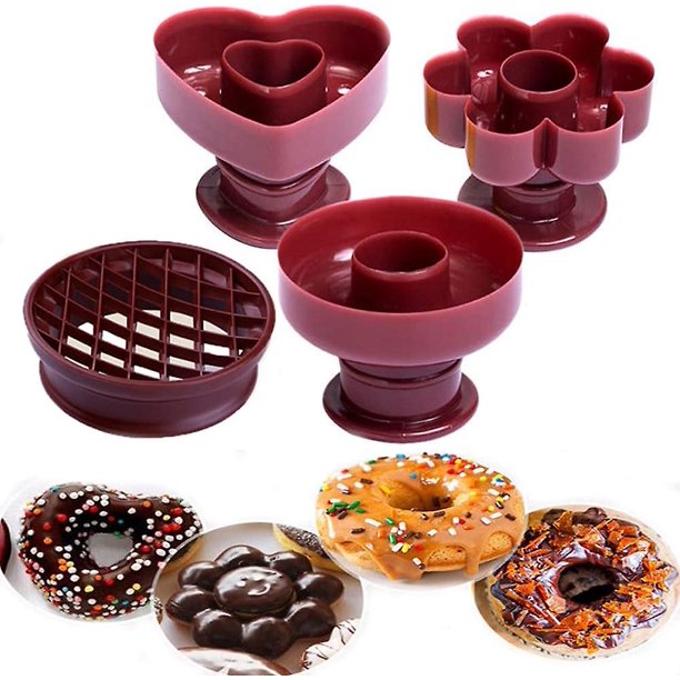 Molde de plástico para hacer rosquillas de 4 piezas, molde para hacer pasteles y panadería, herramienta para hornear en la cocina