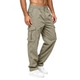 thumbnail image 3 of GrmtClth Cargo Pants for Men Outdoor Hiking Casual Pants Lightweight | Multi Pockets Relax Fit Elastic Waist Pant Work Fishing Athletic Sport Joggers Trouser Beige M, 3 of 7