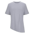 thumbnail image 4 of Women's Short Sleeve Workout Shirts Crewneck Yoga Running Tops Side Split High Low Hem Gym Tees Sportswear (M, Gray), 4 of 7
