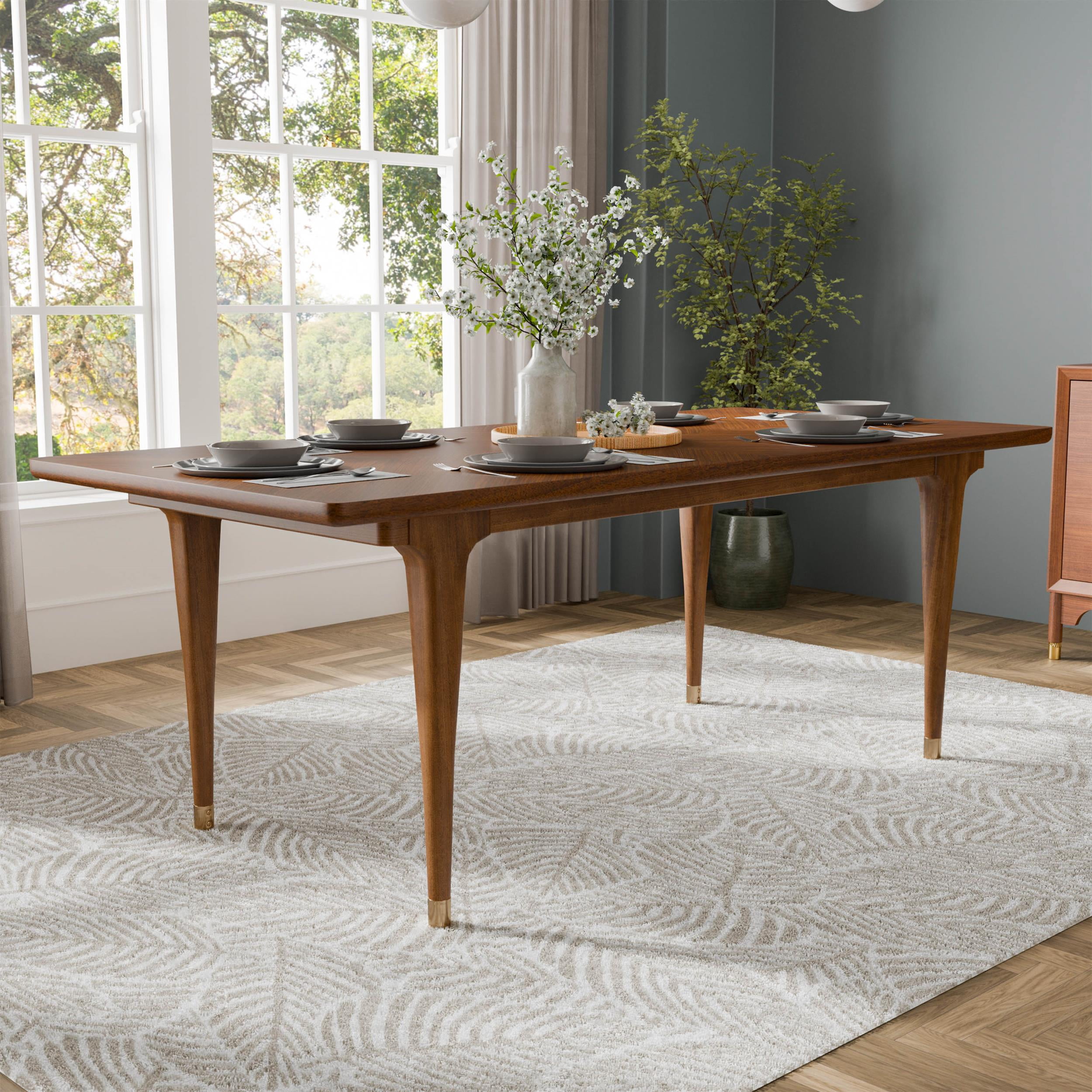 Furniture of America Forma Solid Wood Rectangular Dining Table in Walnut