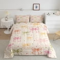 thumbnail image 3 of Feelyou Princess Kawaii Bow Queen Comforter Set for Kids, Dreamy Stars Print Bedding Sets, Fashion Bowknot Theme Reversible Bedding Comforter Set, Lightweight Room Decor, 3-Piece, 3 of 9