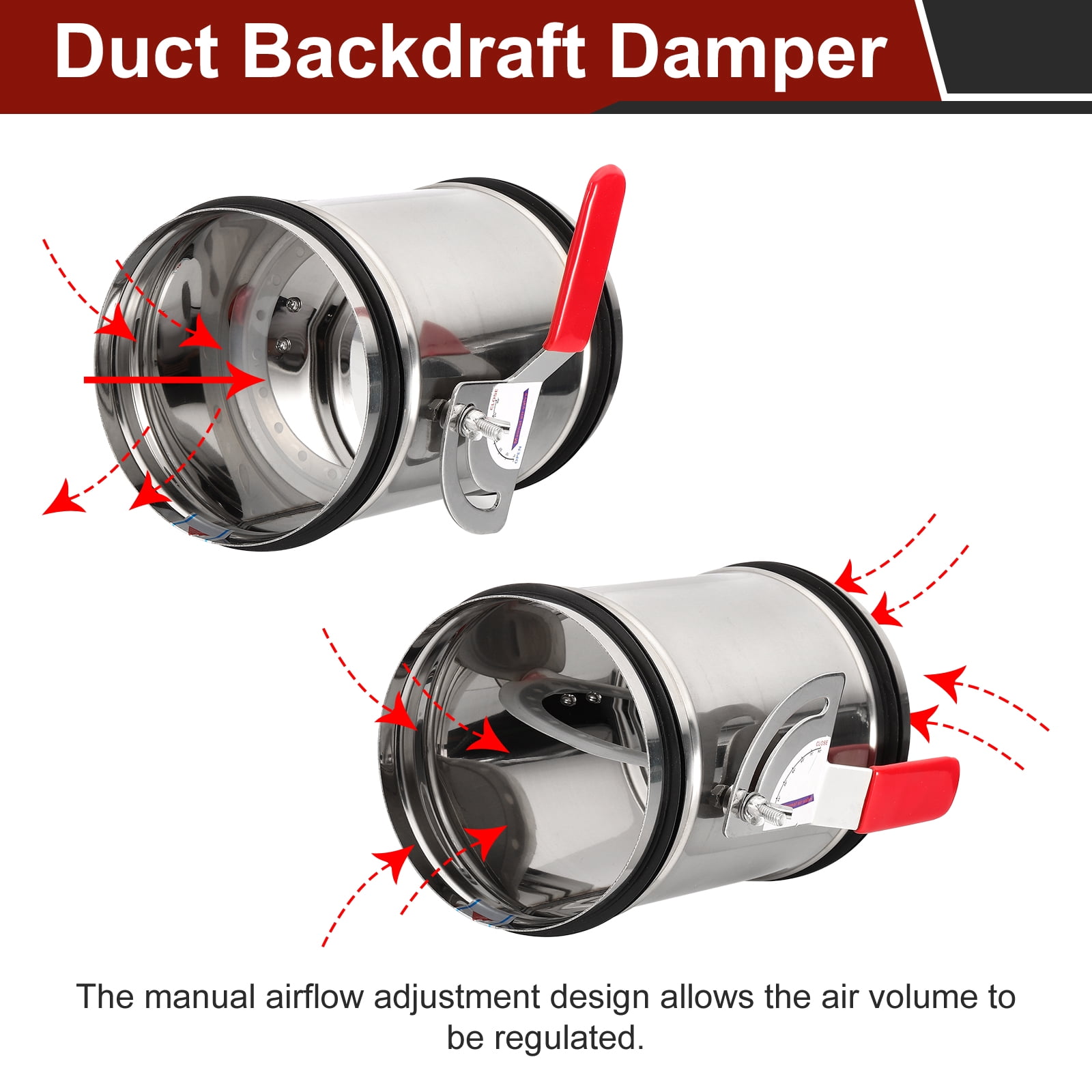 Uxcell 4" Duct Backdraft Damper, Airflow Ducting Branch Vent Damper with Silicone Seal