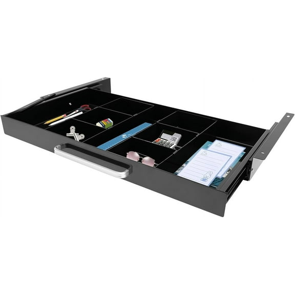 21.5" Under Desk Drawer Slide Out For Office Desk with 2 Dividers, Storage Organizer For Sit Stand Workstation, Black