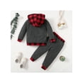 thumbnail image 5 of Qiylii Boy Clothes Set, Plaid Hooded Sweatshirt Tops+Elastic Waist Long Pants, 5 of 9