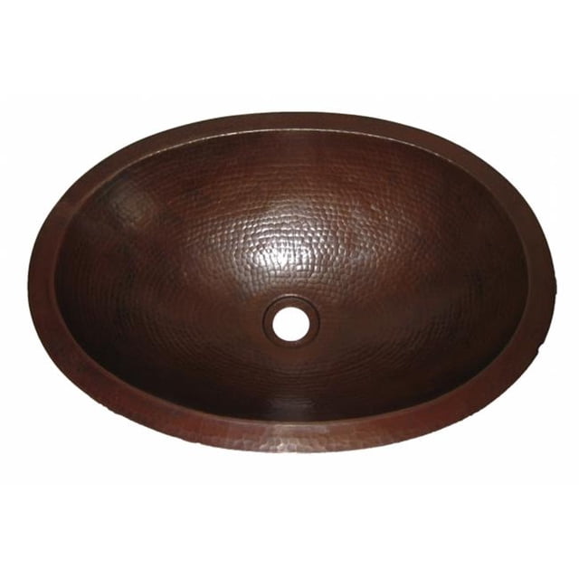 QUITO Oval Undermount Copper Bath Sink with Antigua Finish 19-Inch Width