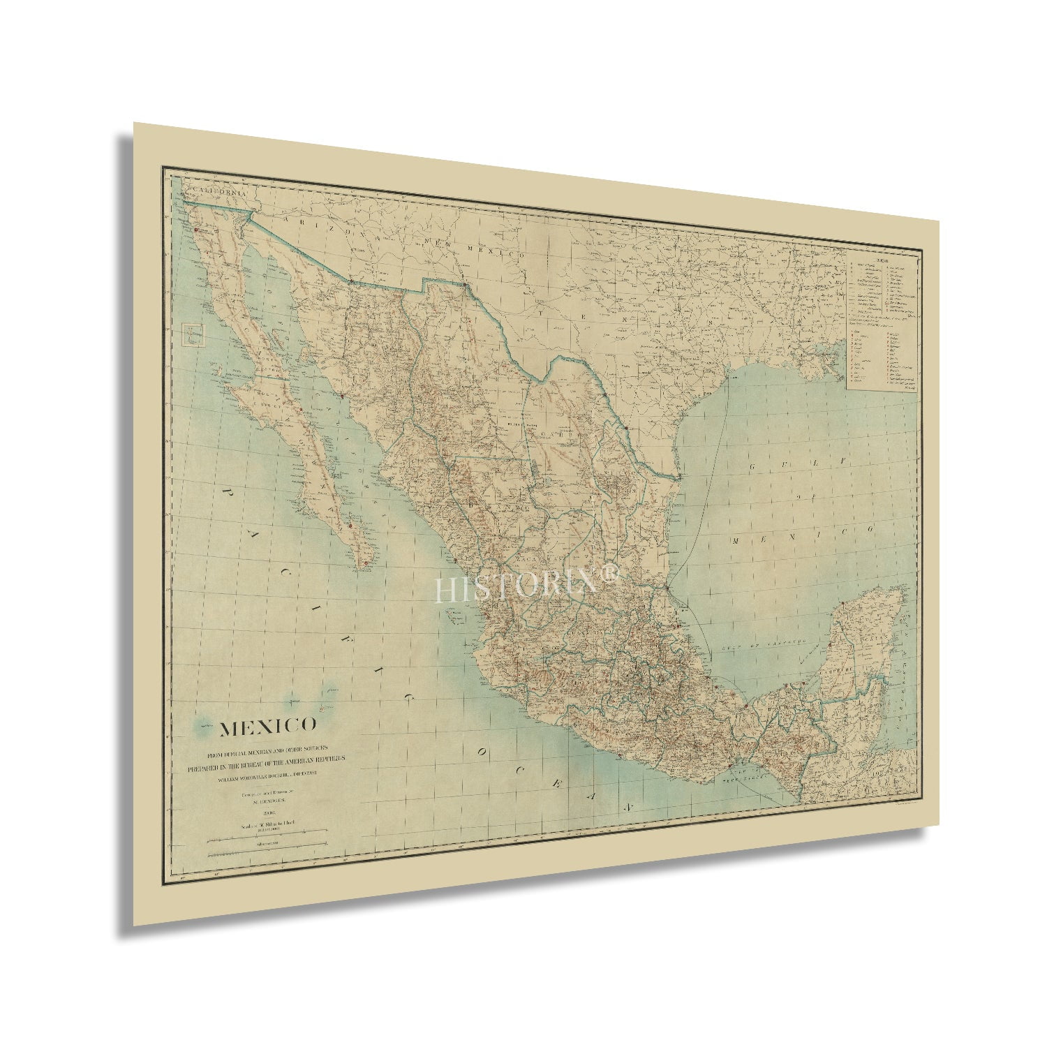 Buy HISTORIX 1900 Mexico Vintage Map Poster Wall Art Print, 18 x 24
