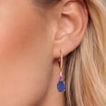 thumbnail image 3 of Gem Stone King 18K Rose Gold Plated Silver Blue Lapis and Pink Moissanite Dangle Earrings for Women with Lab Grown Diamond (4.49 Cttw, Oval 9X7MM), 3 of 6