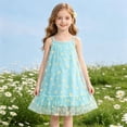 thumbnail image 2 of Ruiwil Nightdress Infant Girls Summer School Casual Breathable Clothes Flower Print Sleeveless Spaghetti Straps Girls Sleep Dress Size 1-2 Years Light Green, 2 of 4