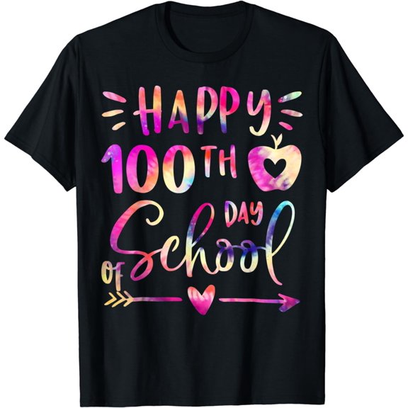 Tie Dye Happy 100th Day Of School Teachers Students Kids T-Shirt