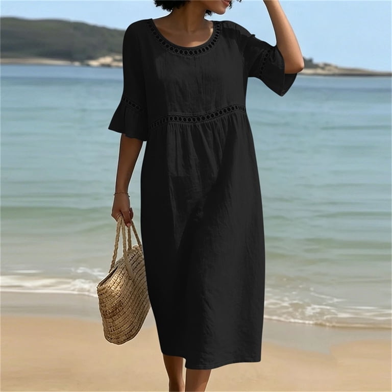 classic linen summer dresses Yellow Linen Shift Dress